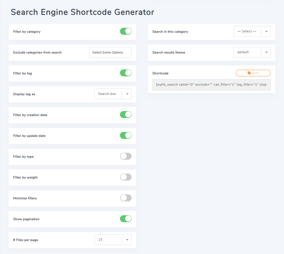search-shortcode-generator