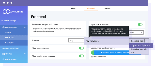 Preview files with JoomUnited dedicated file previewer