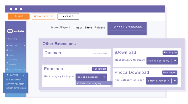 Popular third-party extension importer