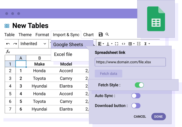 Import Excel data only or content and style