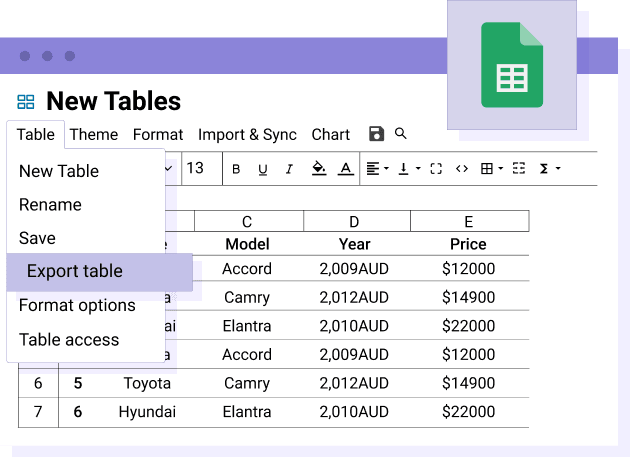 Export your WordPress table as an Excel file