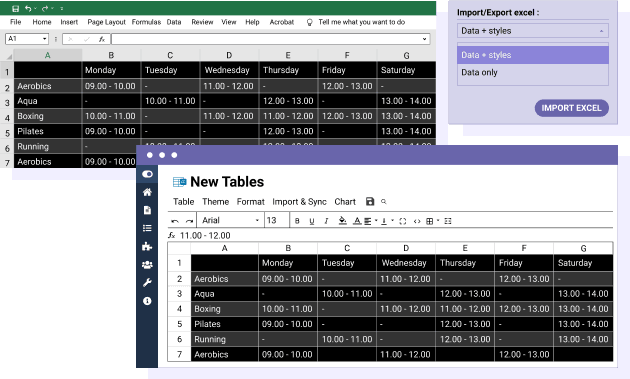 Excel Joomla import and export