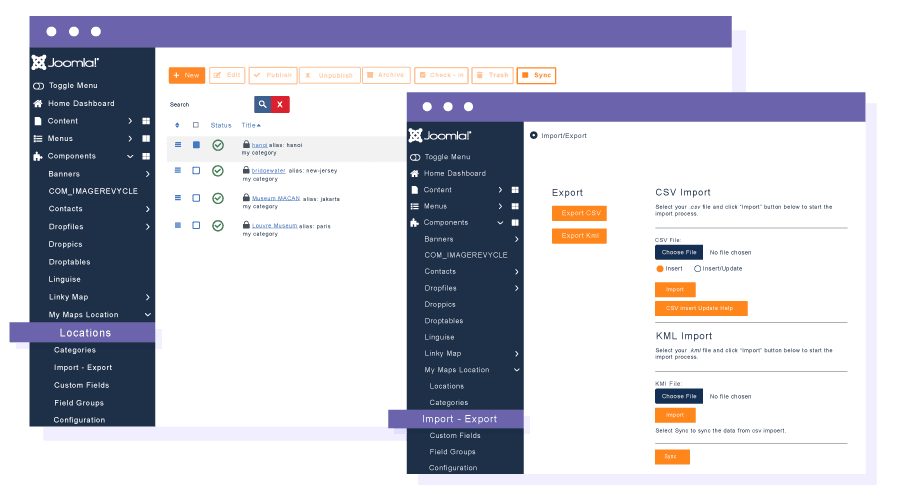 Import/Export/Synchronize Locations Data & Get Statistics