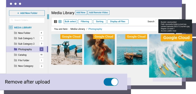 Media library Offload from WordPress to Google Cloud