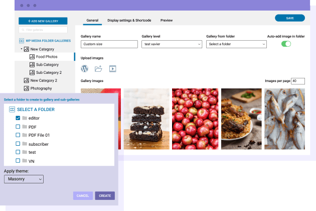 Galerie WordPress z folderów multimedialnych