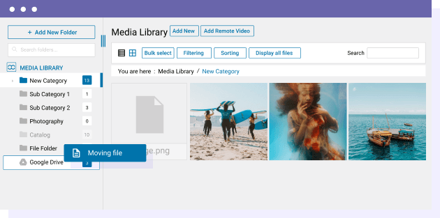 Move media from WordPress media library to Google Drive