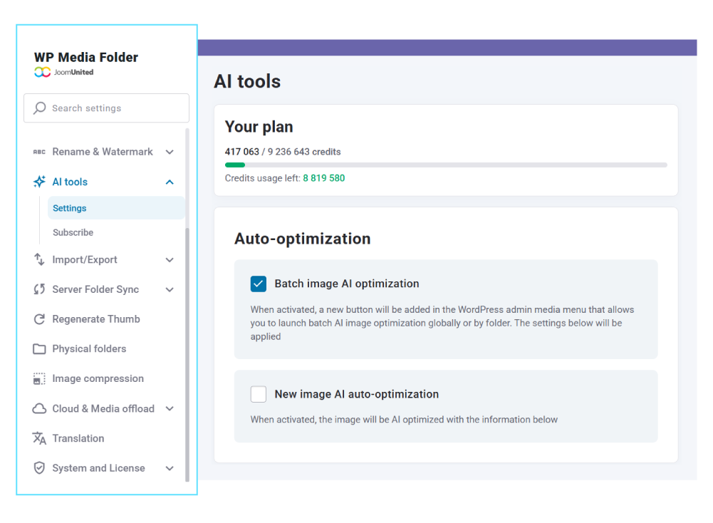 Integrated AI Sidebar in Media Library