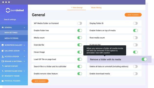Allow to remove folder and its media