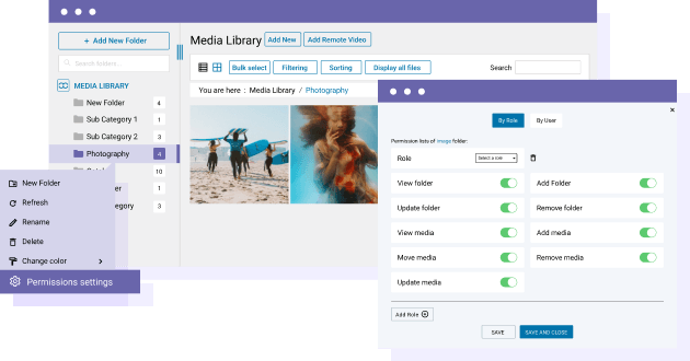 Control access limitation per media folder