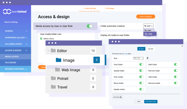 Limit access by user role
