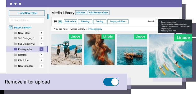 Media library Offload from WordPress to Linode