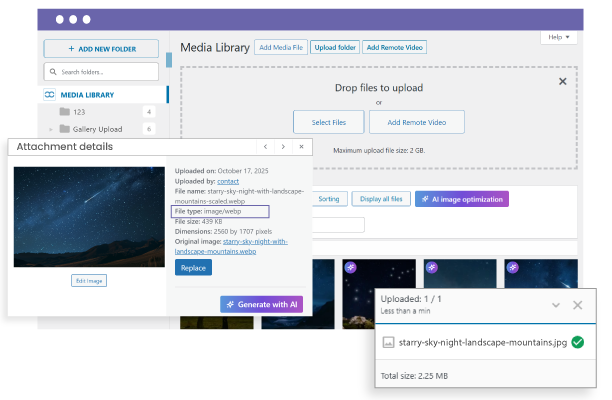 Automatic WebP conversion on upload