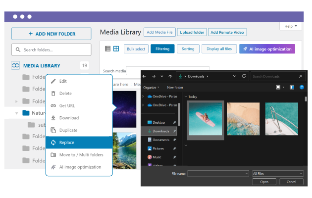 Replace and update media in your media manager and content