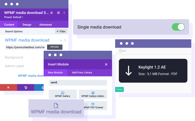 The download media button for DIVI Builder