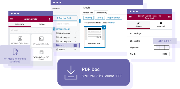 Elementor downloadable file from the media library