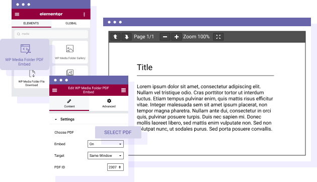 Embed PDF with an Elementor widget