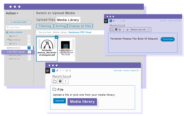 Embed PDF from Nextcloud files In WordPress content