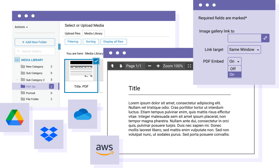 Embed PDF from cloud: Google Drive, OneDrive...