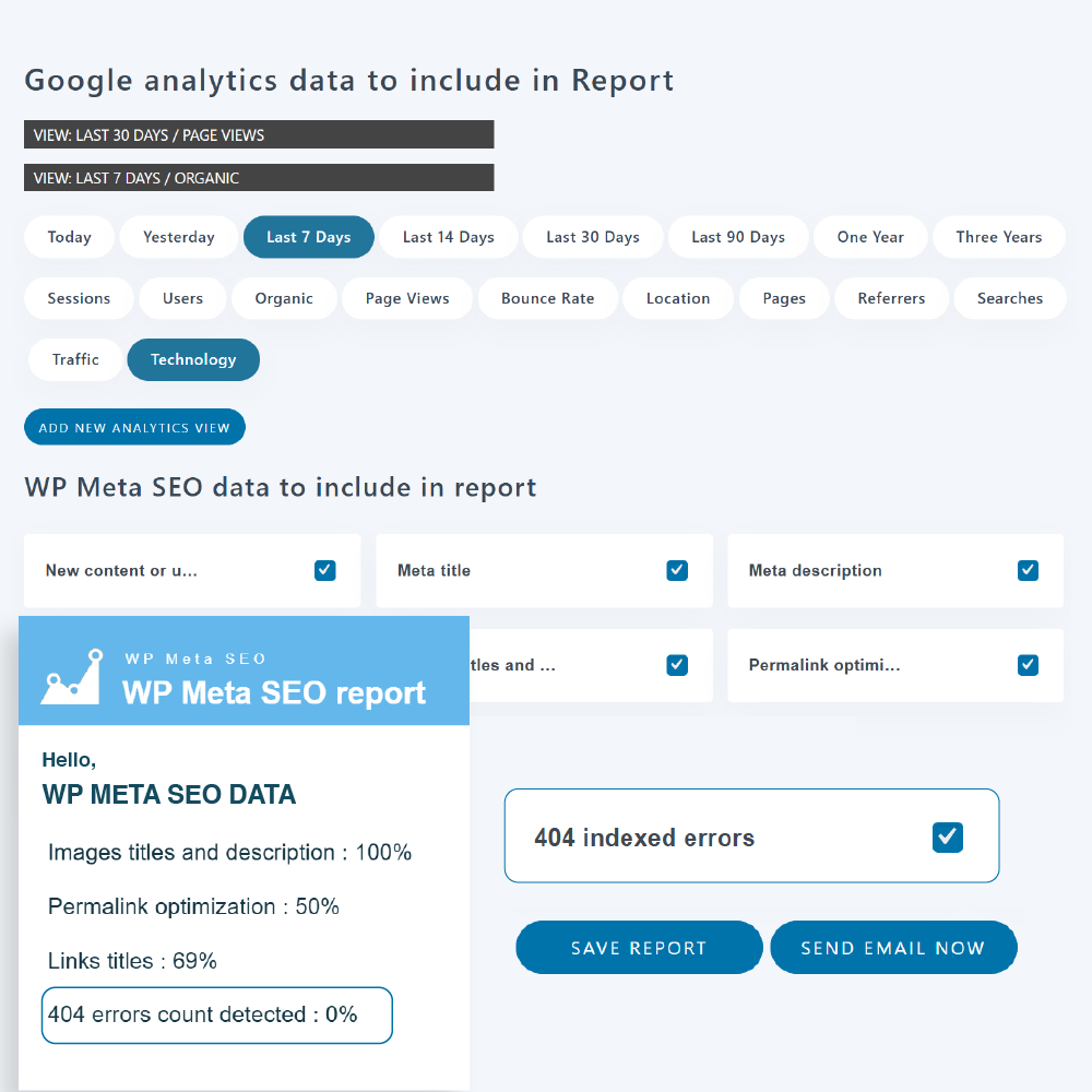 Enviar relatório de SEO por e-mail do WordPress