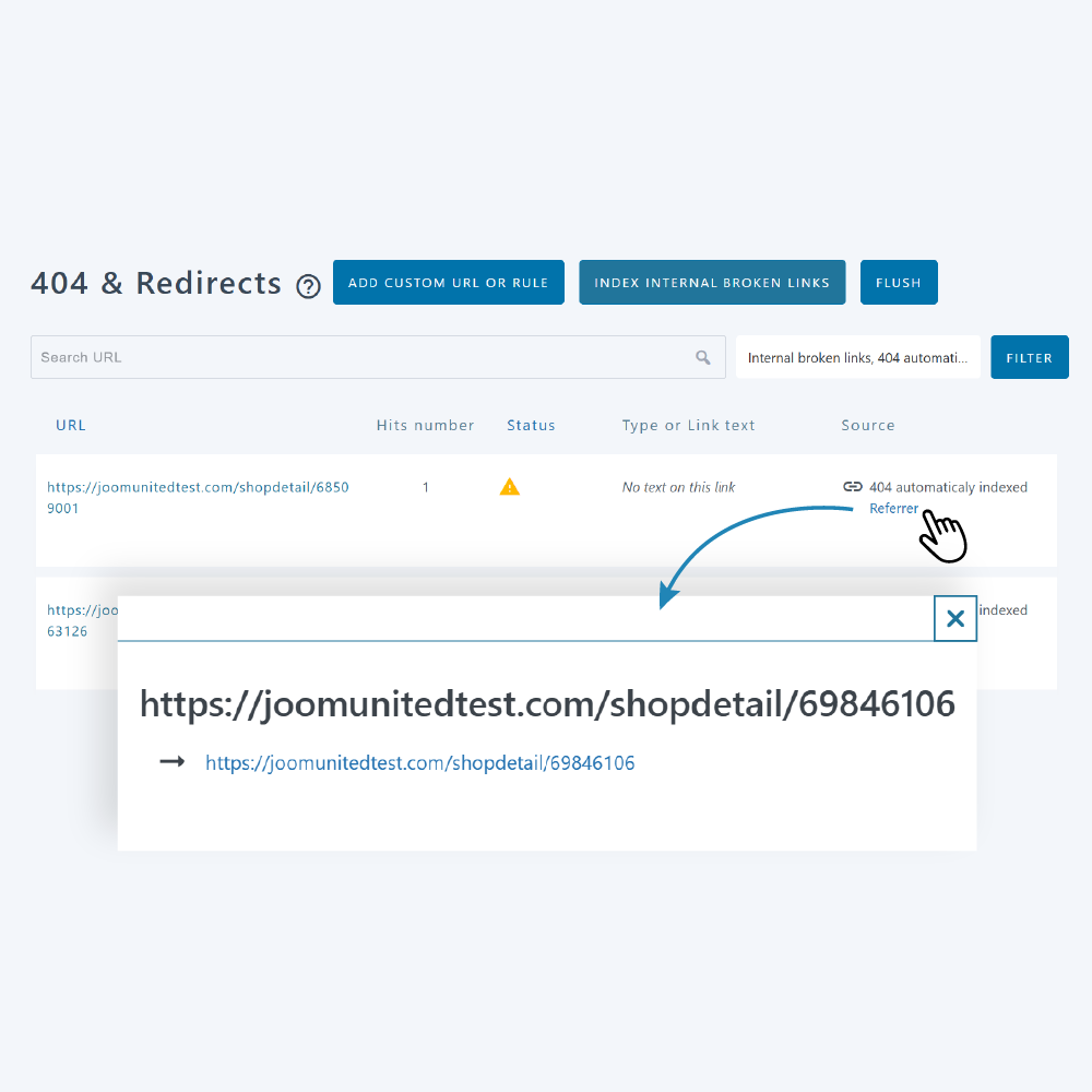 Erro 404 de origem externa redirecionado