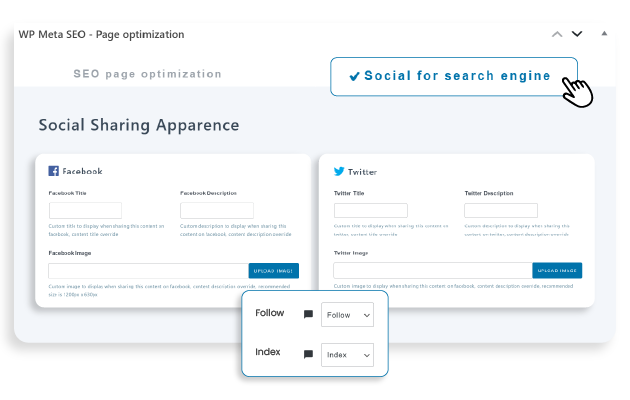 Additional Divi SEO setting: Follow, index and social networks