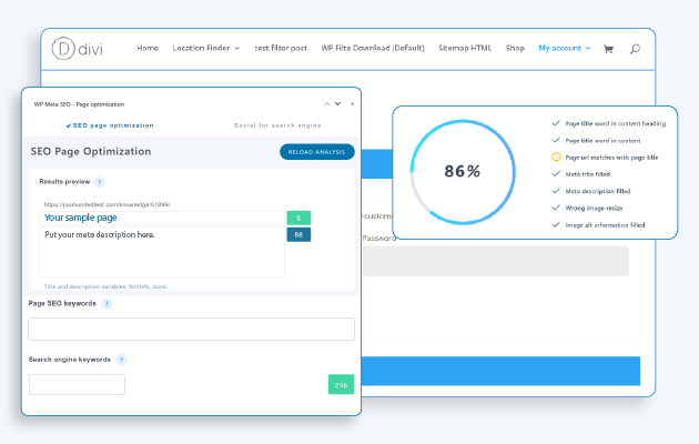 Analyze Divi content with the SEO checks