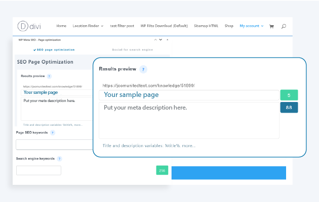 Edit Divi page title and meta description