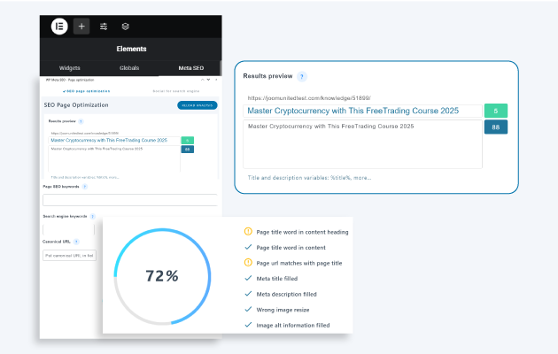 Analyze Elementor content with the SEO checks