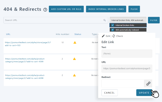 404 errors and redirection plugin