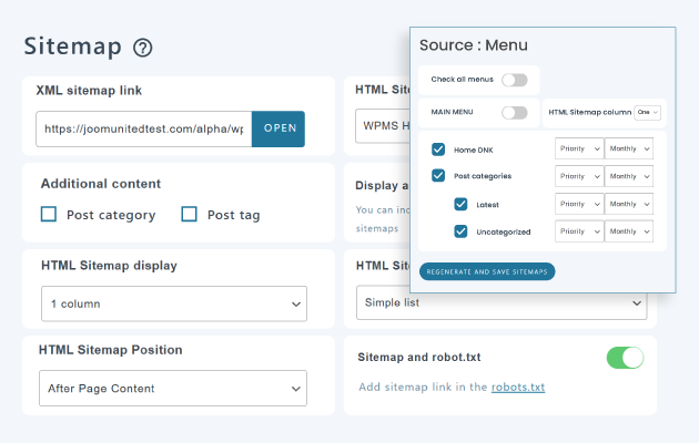 Sitemap XML and HTML generator for WordPress