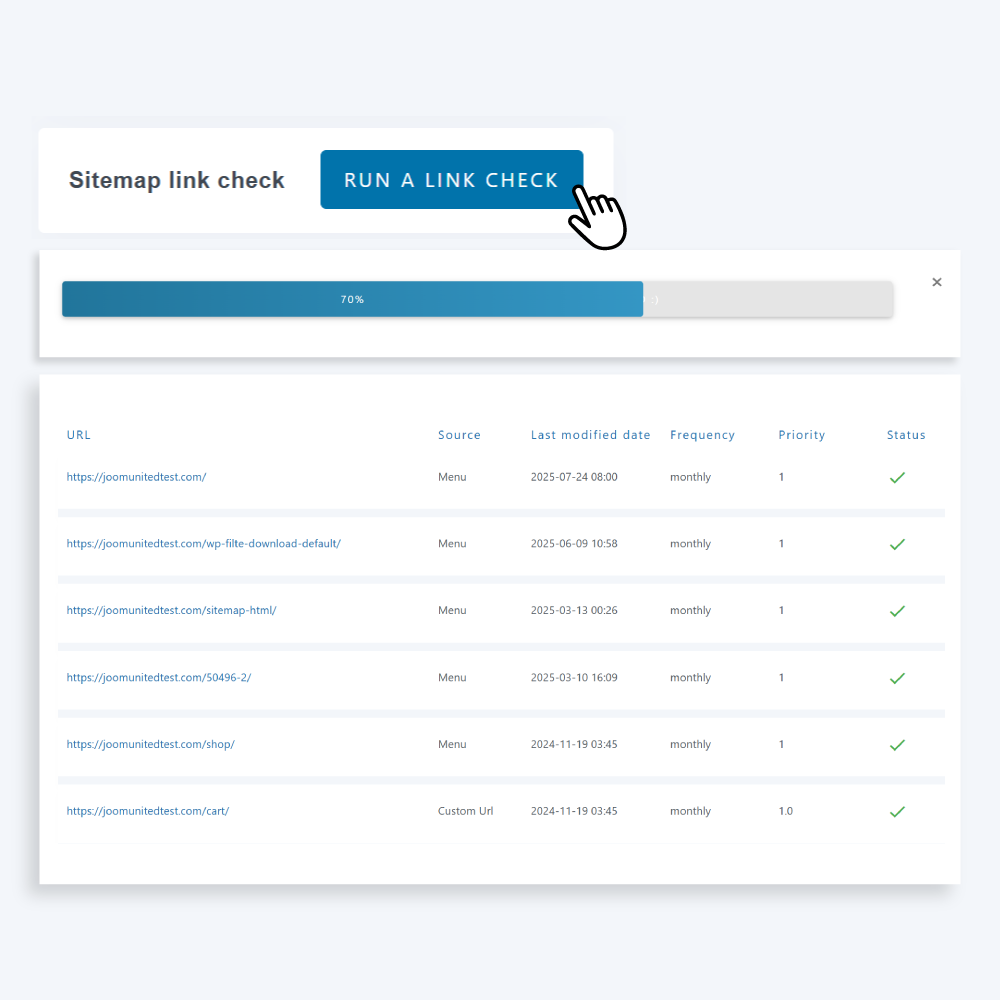 Verifique os links do sitemap do WordPress para erros