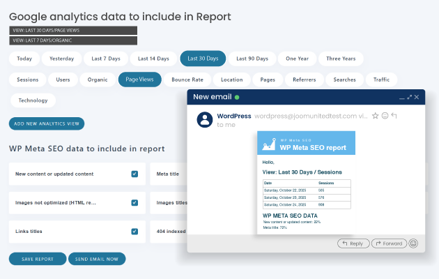 WordPress SEO status email report