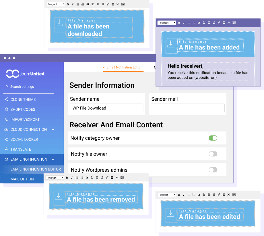 Email notification when WordPress file update
