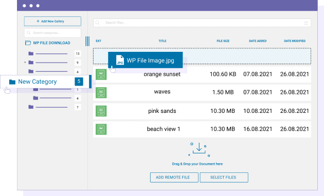 File ordering with drag'n drop