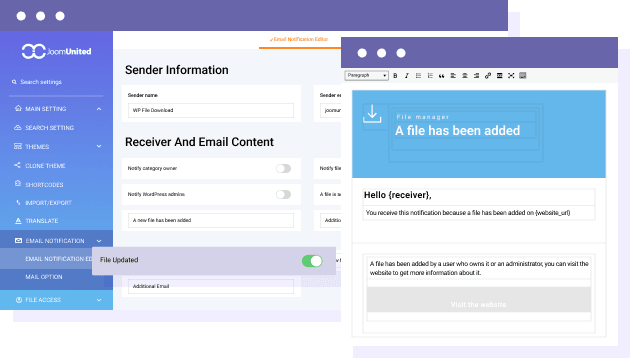 Get email notification on file edition
