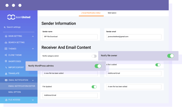 Notify file owner and WordPress admin