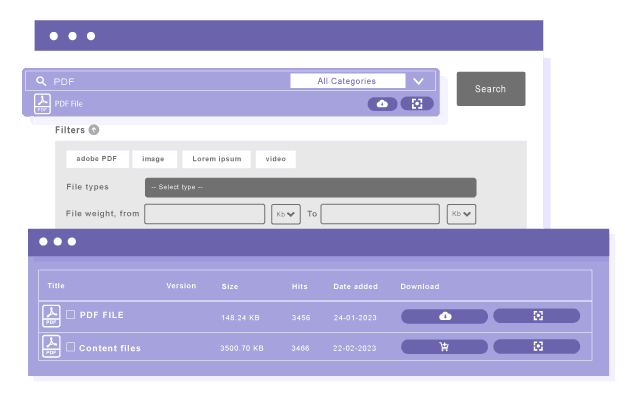 Use the WordPress native search engine for files