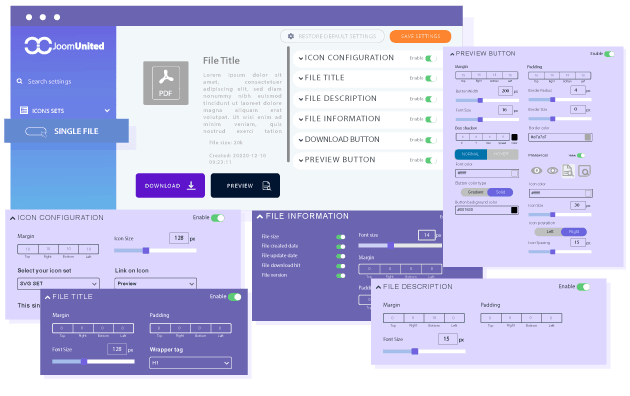 Insert a single designed file download with custom design