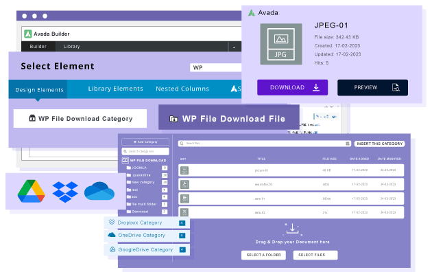 Insert files from Google Drive, OneDrive and Dropbox in Avada Fusion builder