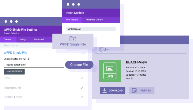 Load a single downloadable file in DIVI