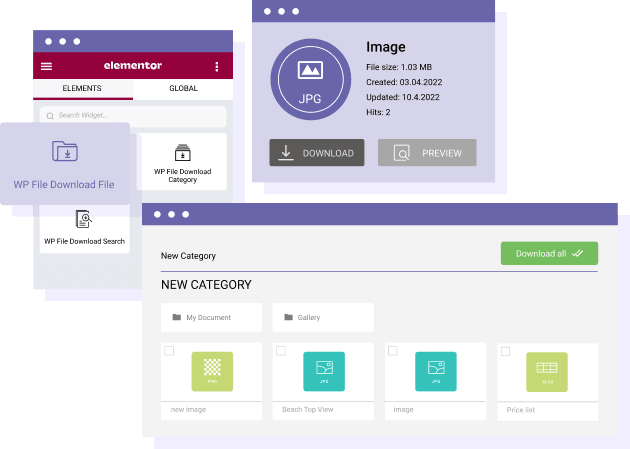 Load a single downloadable file in Elementor