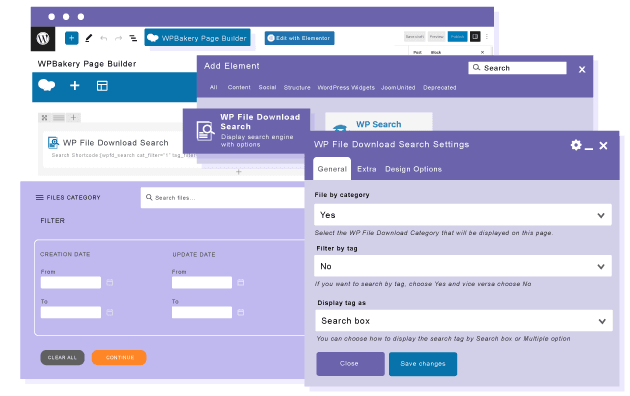Add a file search engine in WPBakery page builder