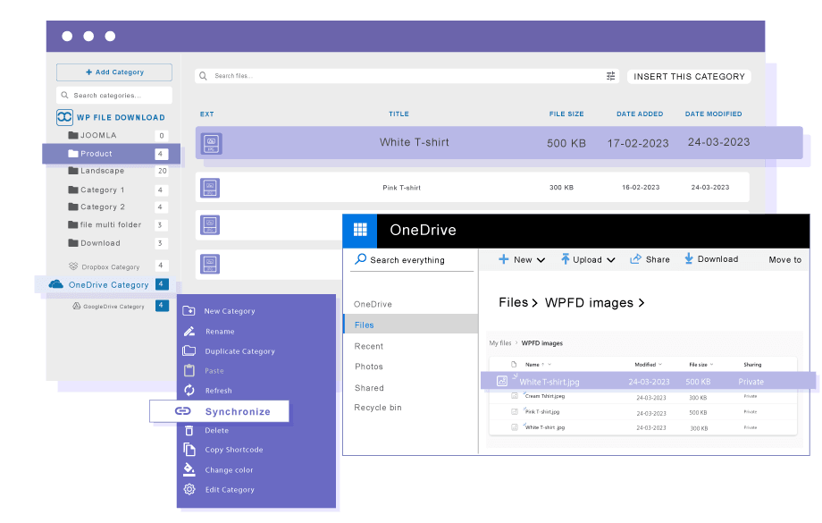 Manage Files from OneDrive Business to WordPress