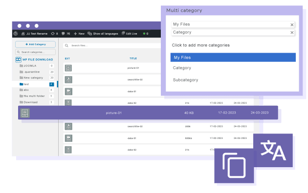 File in multiple categories by WPML languages