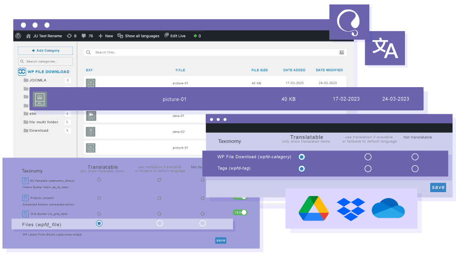 Using WPML translation with WP File Download file manager