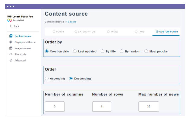 Avada latest posts block with advanced filters