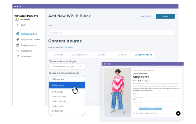 WooCommerce taxonomy to select latest products