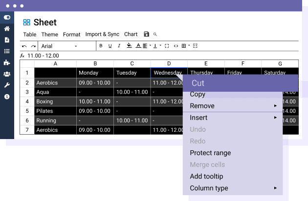 Manage WordPress table rows, columns and cells with a right click