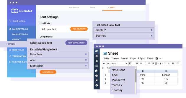 Add new custom font to tables