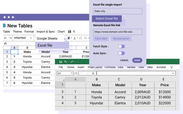 Import and edit the Excel table content from WordPress